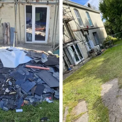 Building Waste Before and After with border